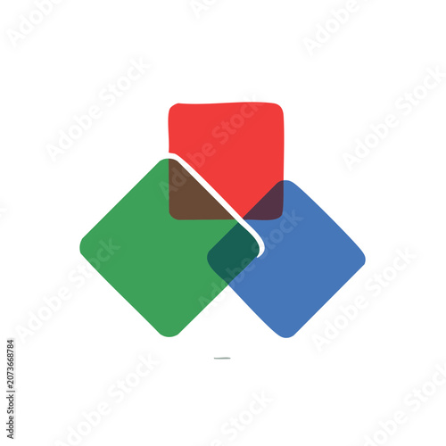 Overlapping colored squares abstract vector design