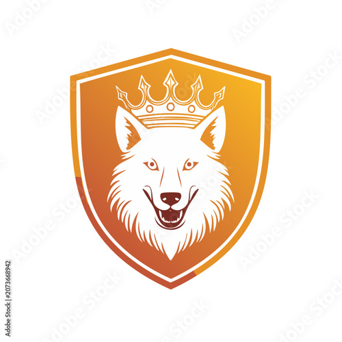 Wolf Head with Crown on Shield Emblem