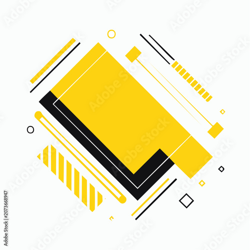 Abstract Geometric Shapes with Yellow and Black Colors