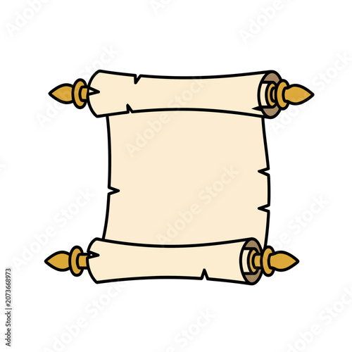 Ancient Scroll with Ornate Seals Vector Illustration