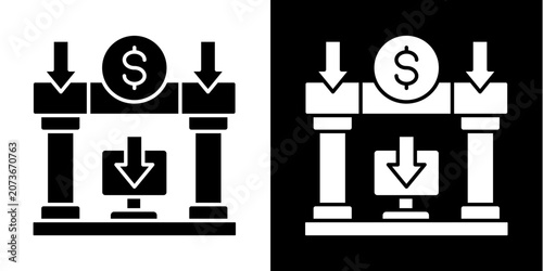 Photos Deposit Withdrawal Icon Set White Glyph Style Collection