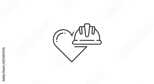 Heart and Hard Hat Icon: Love for Construction, Safety, and Labor