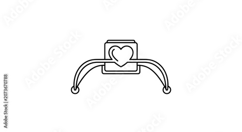 Heart Charm Bracelet Icon, Love Symbol, Romantic Jewelry, Outline Vector