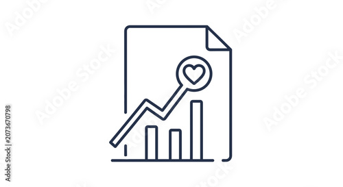 Heart Health Analytics Chart Icon: Medical Data Analysis and Research
