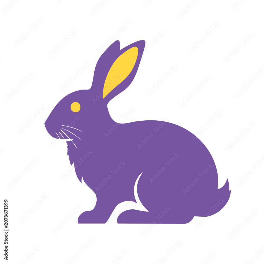 Fototapeta premium Purple Rabbit Flat Vector Illustration