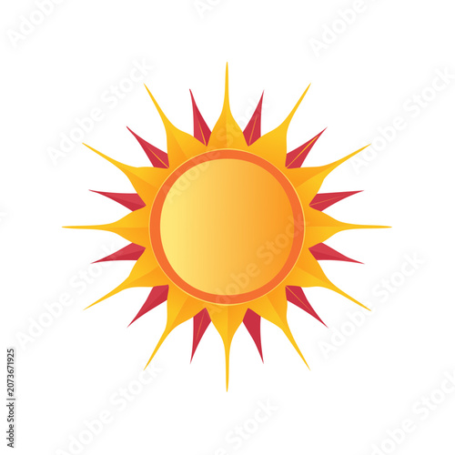 Flat vector sun with sharp rays on transparent background