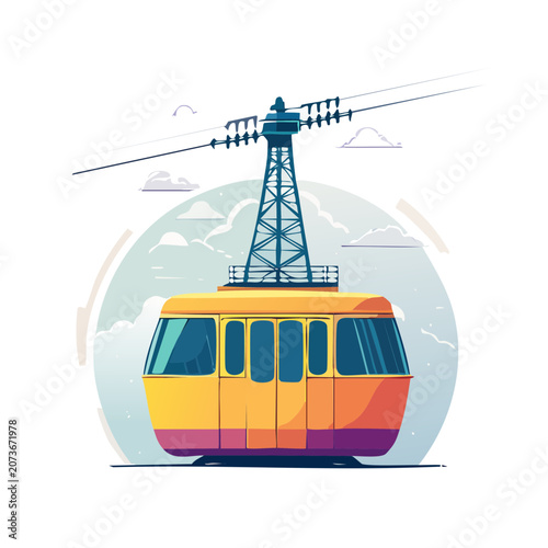 Flat vector illustration of a lighthouse and boat