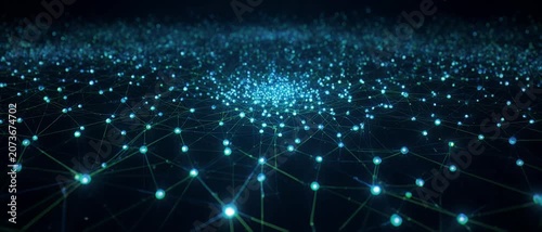 Abstract Digital Network Connection With Glowing Nodes And Lines