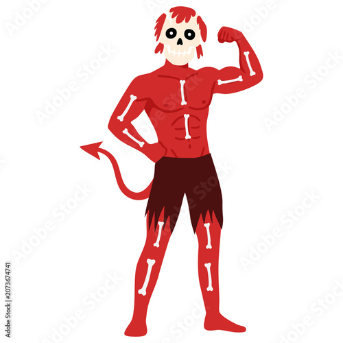 Tableau sur toile happy skeleton character jumping celebrating during fun halloween night