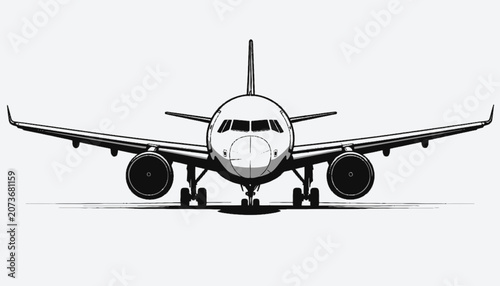 Foto Airplane Front View Commercial Jet.