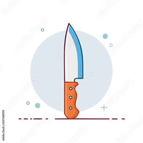 Flat illustration of a chef knife with wooden handle