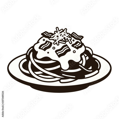 Flat illustration of pancakes with syrup and butter on a plate