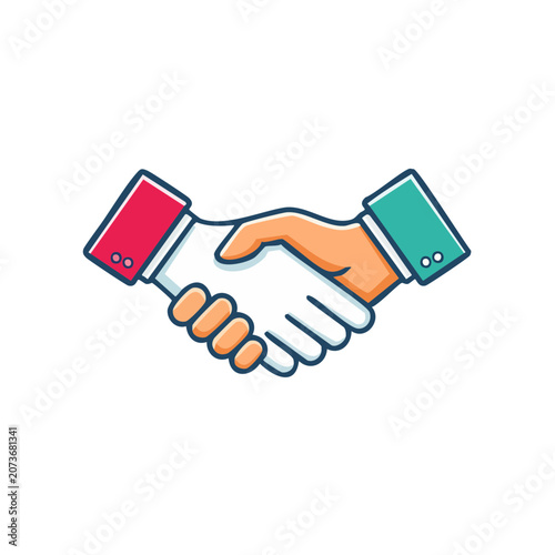 Flat illustration of two hands shaking in agreement