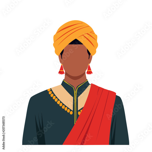 Flat vector illustration of person in traditional attire
