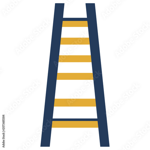 Flat vector ladder icon with navy blue and yellow steps