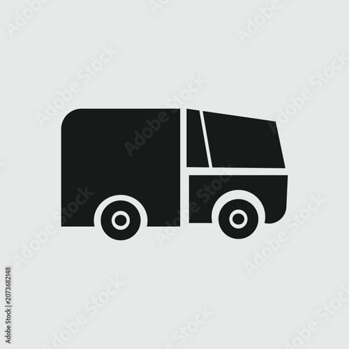 Delivery Van Black Glyph Icon, Cargo Truck Silhouette, Logistics Transport Vehicle Vector