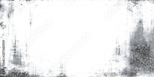 Abstract Black and White Grunge Texture Background, Distressed Vintage Frame, Rough Ink Border, Monochrome Weathered Overlay with Copy Space