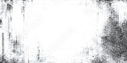 Abstract Black and White Grunge Texture Background, Distressed Vintage Frame, Rough Ink Border, Monochrome Weathered Overlay with Copy Space