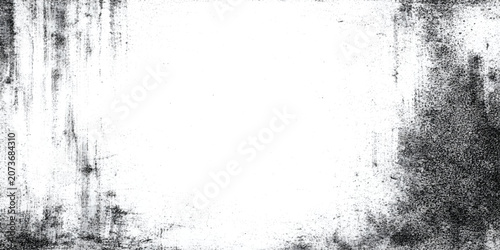 Abstract Black and White Grunge Texture Background, Distressed Vintage Frame, Rough Ink Border, Monochrome Weathered Overlay with Copy Space