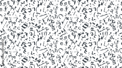 Photos Seamless pattern of scattered black typography letters and punctuation marks on