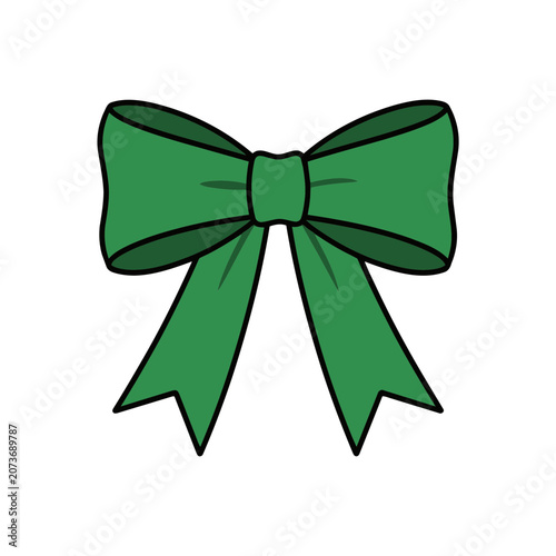 Green bow ribbon vector illustration
