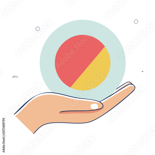 Hand holding colorful globe illustration