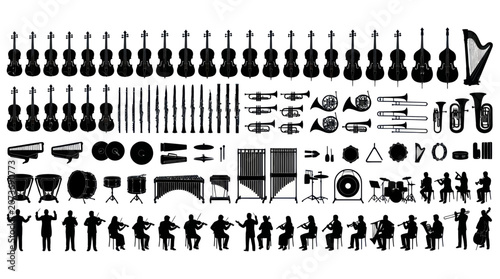 Foto Orchestra Silhouette Collection: Instruments and Musicians