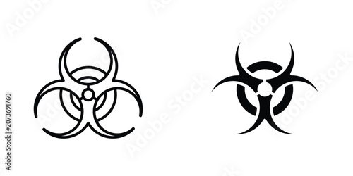 Biohazard flat Icons in line outline and flat solid style on white background