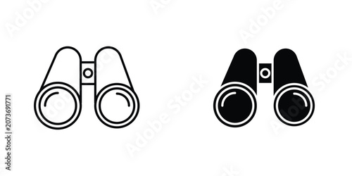 Binoculars flat Icons in line outline and flat solid style on white background