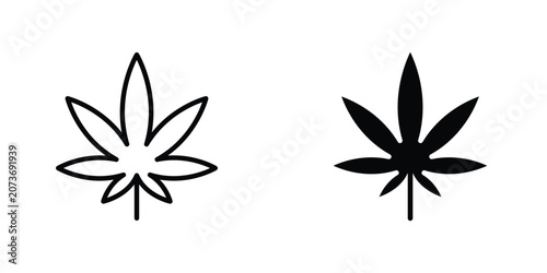 Bild auf Leinwand Cannabis flat Icons in line outline and flat solid style on white background