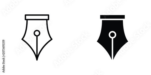 Foto Pen nib flat Icons in line outline and flat solid style on white background