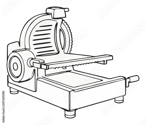 Minimalist meat slicer vector line art icon. Generative AI