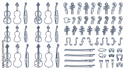 Принти на полотні Violin Anatomy: Detailed Illustrations of String Instrument Parts