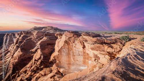 Beautiful scenery in the Arizona desert, under warm sunset  light,