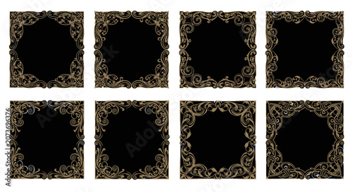 Ornate Swirl Corner Borders Set - Vintage Decorative Frames