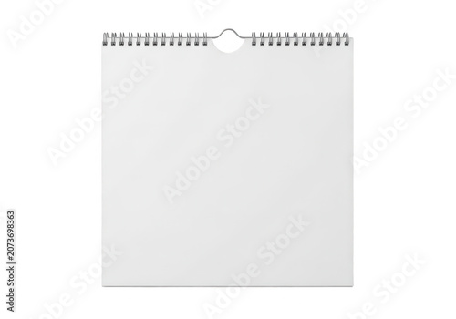 Blank wall calendar with spiral binding on a white background isolated on transparent background