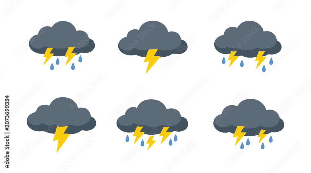 Obraz premium cartoon dark thunder cloud illustration