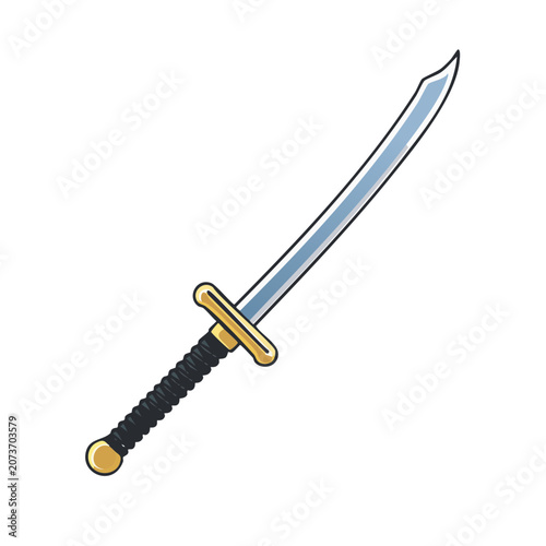 Flat illustration of a medieval sword with gold hilt