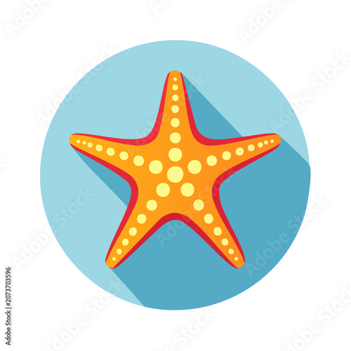 Flat illustration of a starfish with orange and yellow colors