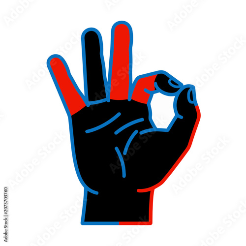 Hand making OK sign in flat vector style