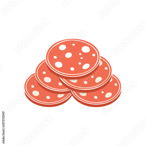 Stacked Salami Slices Flat Vector Illustration
