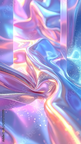 A vibrant, abstract depiction of iridescent fabric