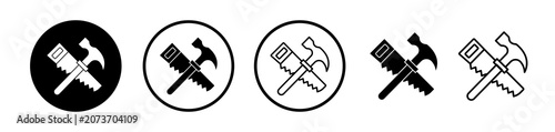 Cuadro en lienzo Hand saw and hammer icons collection