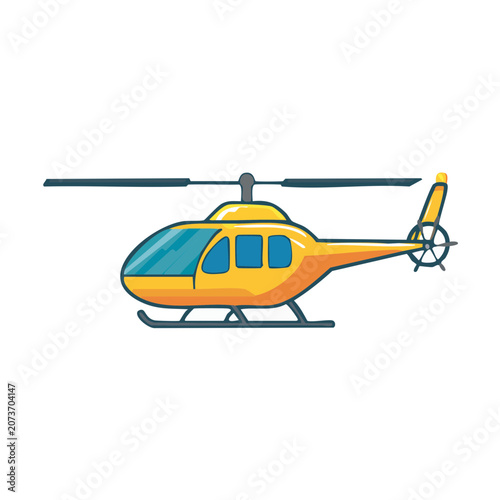 Yellow and orange helicopter flat vector illustration