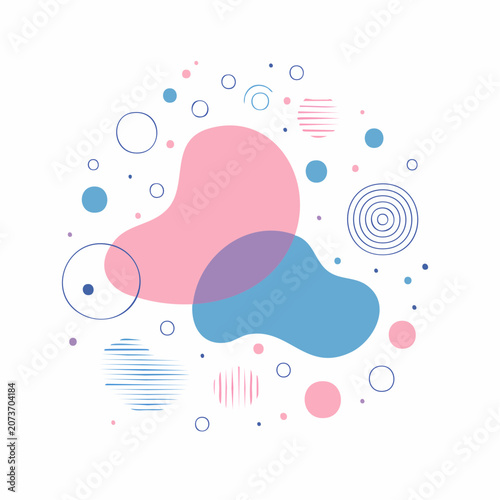 Abstract Fluid Shapes and Circles in Pastel Colors