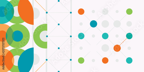 Geometric network pattern with overlapping circles and connecting lines