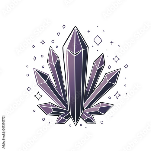 Purple Crystal Cluster Vector Illustration