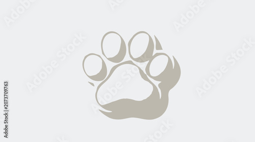 Tableau sur toile Gray animal paw print closeup.