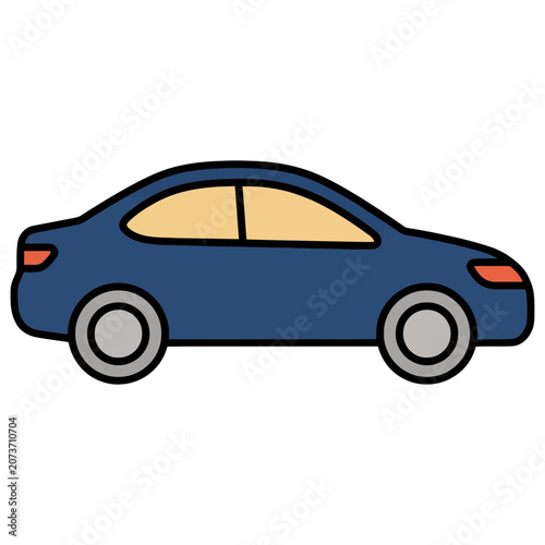Blue sedan car flat vector illustration