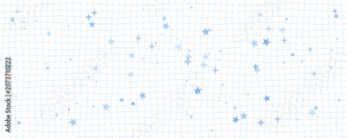 Bild auf Leinwand Abstract grid pattern with scattered blue stars during soft diffused light on a